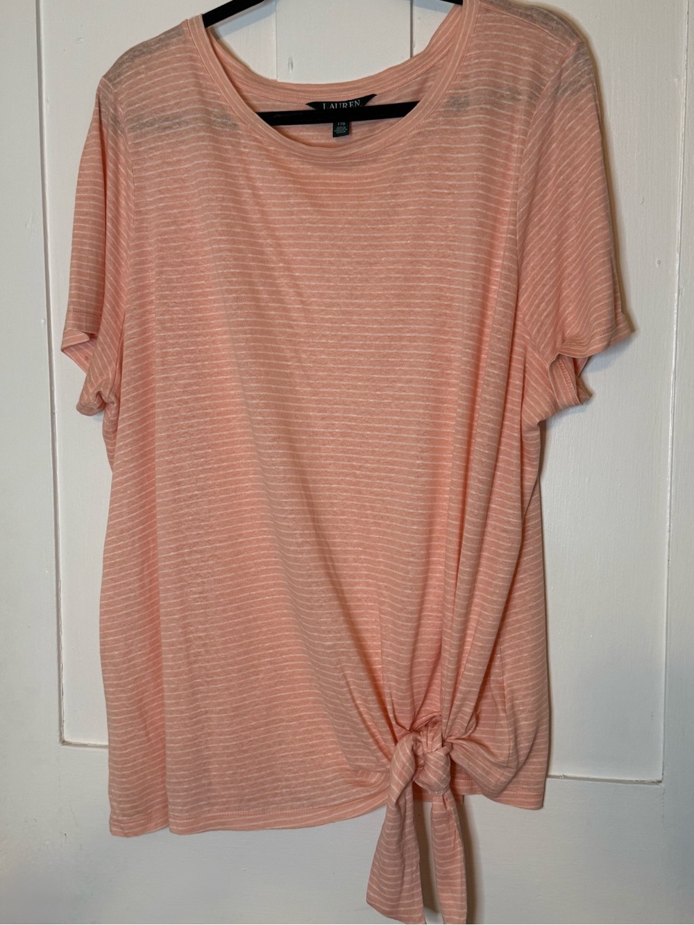 Lauren Ralph Lauren Striped Linen Blend Top - 2X